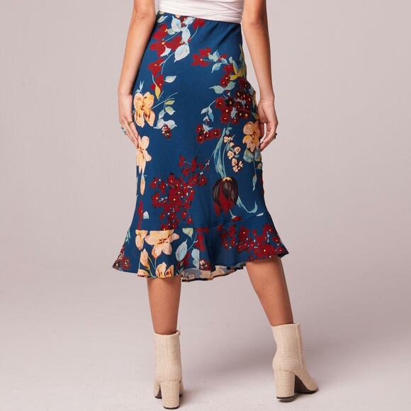 NWT B.O.G. Band of the Free Pisa Floral Ruffle Slip Skirt Sz S [4-6] Teal Garnet - Picture 6 of 11